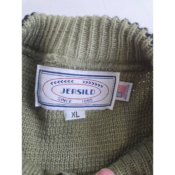 JERSILD Green Nordic Button Down Cardigan Sweater Made In USA XL - Picture 8 of 9